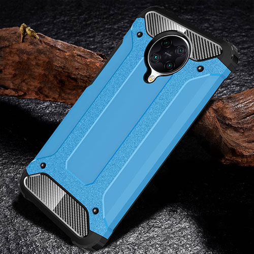 Silicone Matte Finish and Plastic Back Cover Case R01 for Xiaomi Redmi K30 Pro 5G Sky Blue