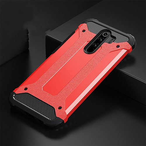 Silicone Matte Finish and Plastic Back Cover Case R01 for Xiaomi Redmi Note 8 Pro Red