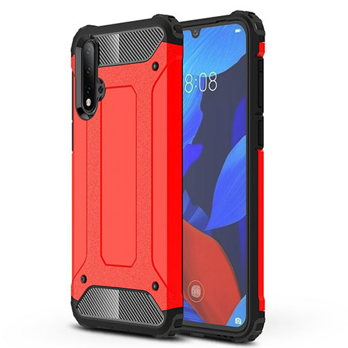 Silicone Matte Finish and Plastic Back Cover Case R02 for Huawei Nova 5 Pro Red