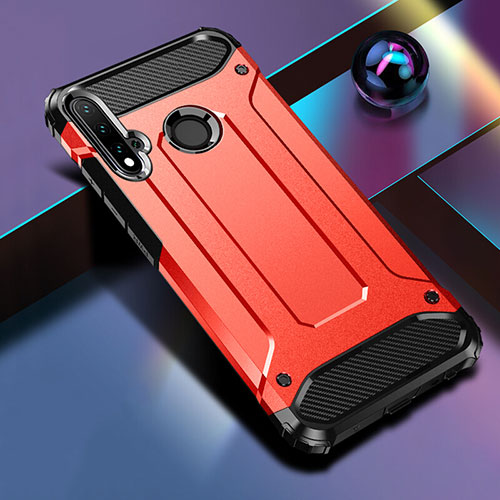 Silicone Matte Finish and Plastic Back Cover Case R02 for Huawei Nova 5i Red