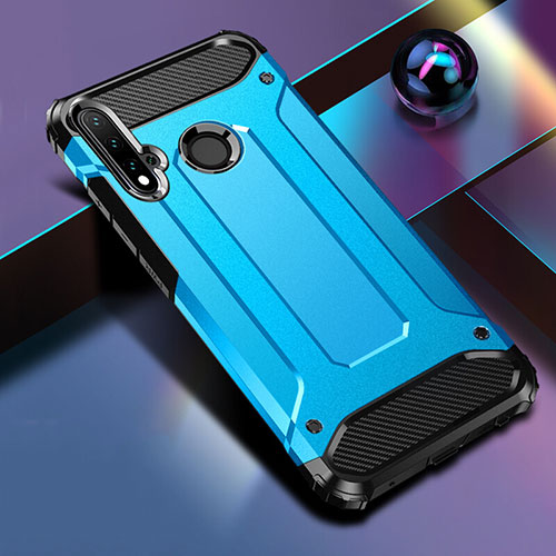 Silicone Matte Finish and Plastic Back Cover Case R02 for Huawei Nova 5i Sky Blue