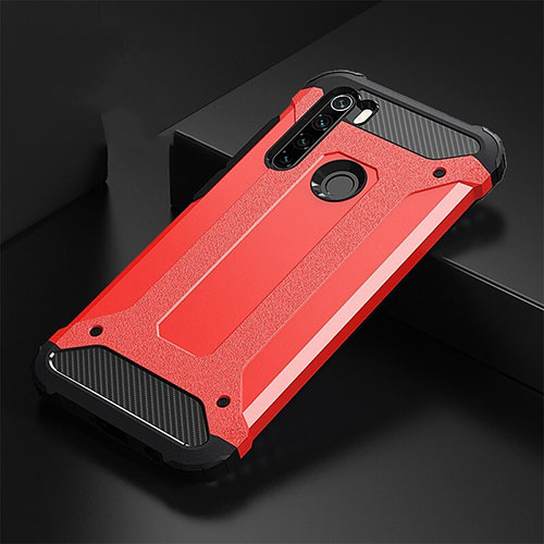 Silicone Matte Finish and Plastic Back Cover Case R02 for Xiaomi Redmi Note 8 (2021) Red