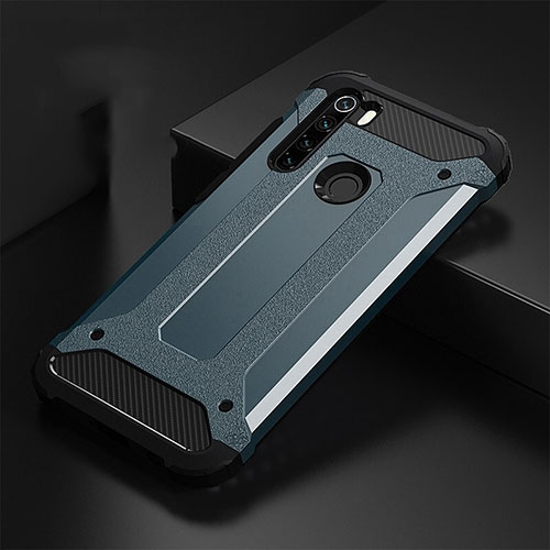 Silicone Matte Finish and Plastic Back Cover Case R02 for Xiaomi Redmi Note 8 Blue