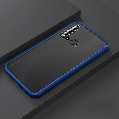 Silicone Matte Finish and Plastic Back Cover Case R03 for Huawei Nova 5i Blue