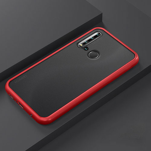 Silicone Matte Finish and Plastic Back Cover Case R03 for Huawei Nova 5i Red