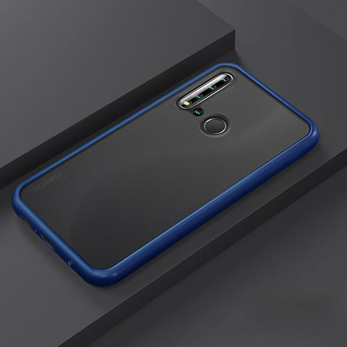 Silicone Matte Finish and Plastic Back Cover Case R03 for Huawei P20 Lite (2019) Blue