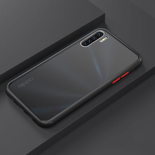 Silicone Matte Finish and Plastic Back Cover Case R03 for Oppo A91 Black