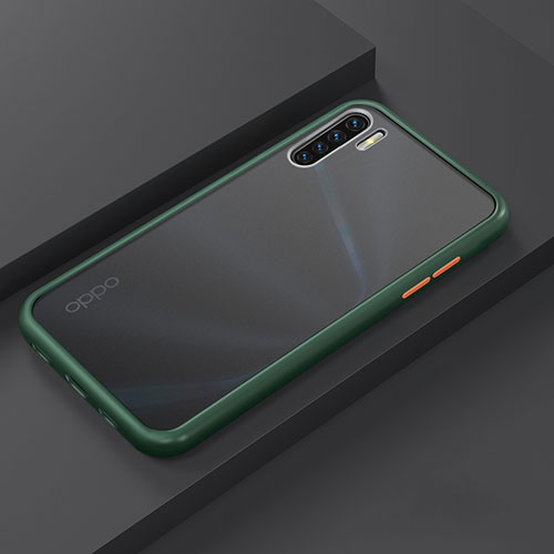 Silicone Matte Finish and Plastic Back Cover Case R03 for Oppo A91 Green