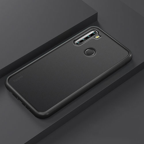 Silicone Matte Finish and Plastic Back Cover Case R03 for Xiaomi Redmi Note 8 Black