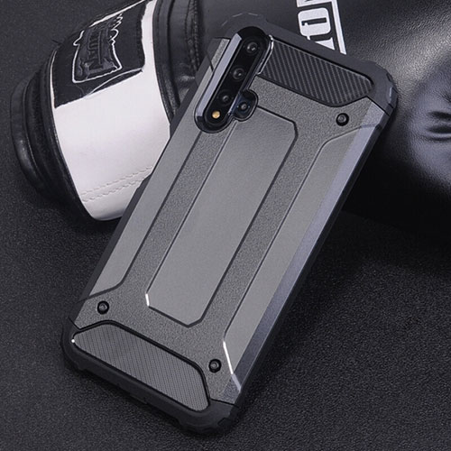 Silicone Matte Finish and Plastic Back Cover Case R04 for Huawei Nova 5 Black