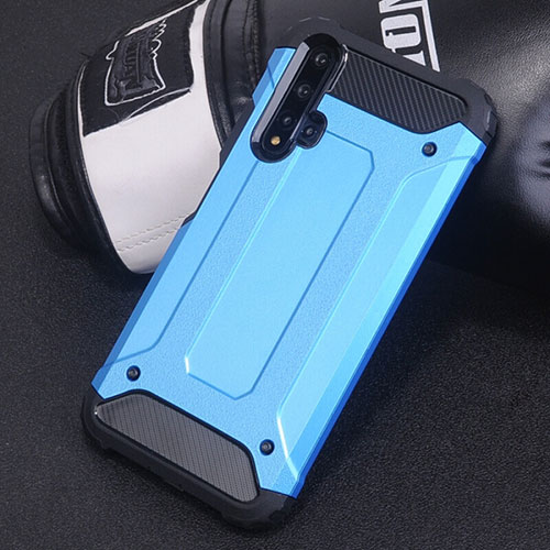 Silicone Matte Finish and Plastic Back Cover Case R04 for Huawei Nova 5 Sky Blue