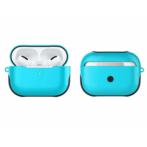 Silicone Matte Finish and Plastic Back Cover Case U01 for Apple AirPods Pro Sky Blue