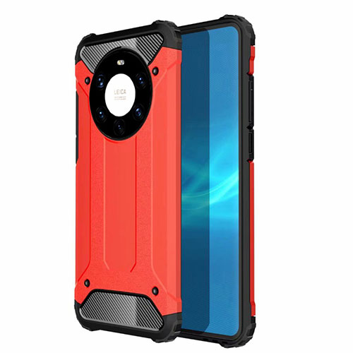 Silicone Matte Finish and Plastic Back Cover Case U01 for Huawei Mate 40 Pro+ Plus Red