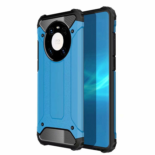 Silicone Matte Finish and Plastic Back Cover Case U01 for Huawei Mate 40 Pro Sky Blue