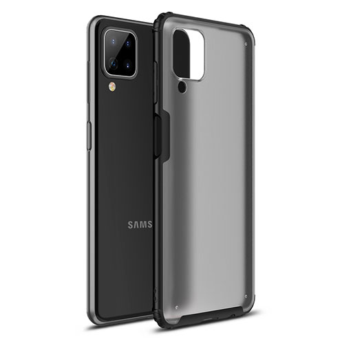 Silicone Matte Finish and Plastic Back Cover Case U01 for Samsung Galaxy A12 5G Black