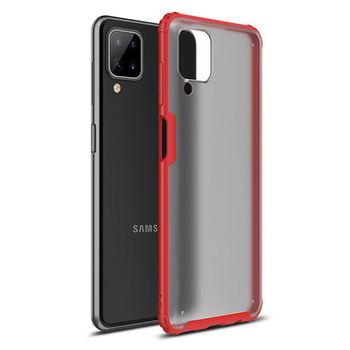 Silicone Matte Finish and Plastic Back Cover Case U01 for Samsung Galaxy A12 Red