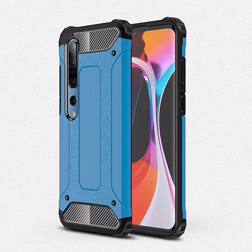 Silicone Matte Finish and Plastic Back Cover Case U01 for Xiaomi Mi 10 Sky Blue