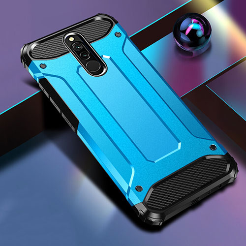 Silicone Matte Finish and Plastic Back Cover Case U01 for Xiaomi Redmi 8 Blue