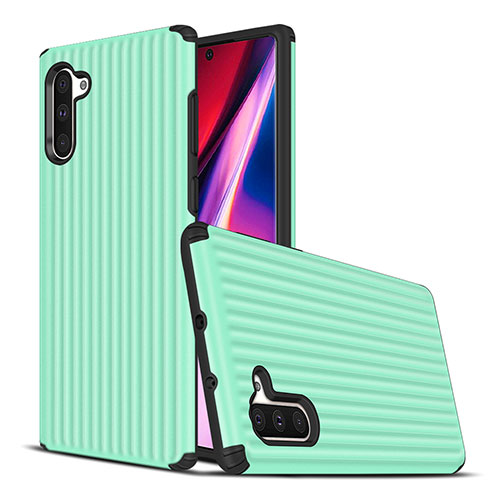 Silicone Matte Finish and Plastic Back Cover Case U02 for Samsung Galaxy Note 10 Green