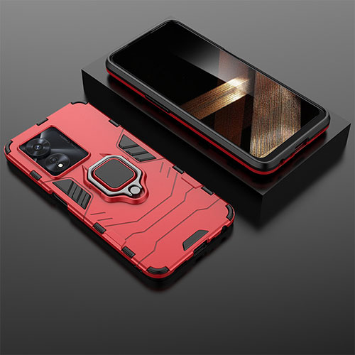 Silicone Matte Finish and Plastic Back Cover Case with Magnetic Finger Ring Stand KC1 for Huawei Honor X5 Plus Red