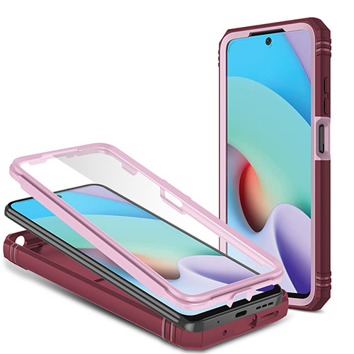 Silicone Matte Finish and Plastic Back Cover Case with Magnetic Finger Ring Stand MQ6 for Xiaomi Redmi Note 11 4G (2021) Pink