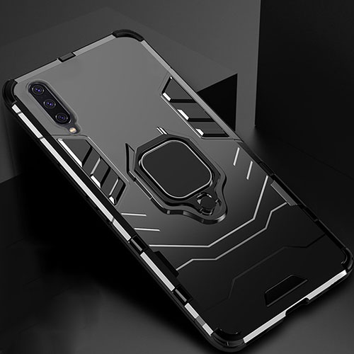 Silicone Matte Finish and Plastic Back Cover Case with Magnetic Stand for Xiaomi CC9e Black