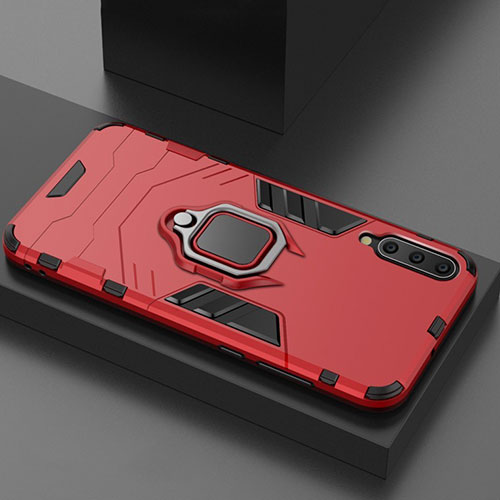 Silicone Matte Finish and Plastic Back Cover Case with Magnetic Stand for Xiaomi Mi 9 Red