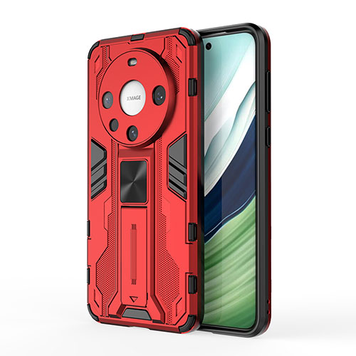 Silicone Matte Finish and Plastic Back Cover Case with Magnetic Stand KC1 for Huawei Mate 60 Red