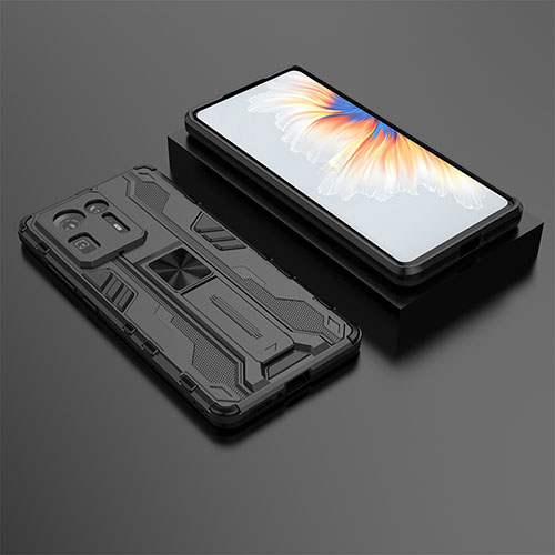 Silicone Matte Finish and Plastic Back Cover Case with Magnetic Stand KC1 for Xiaomi Mi Mix 4 5G Black