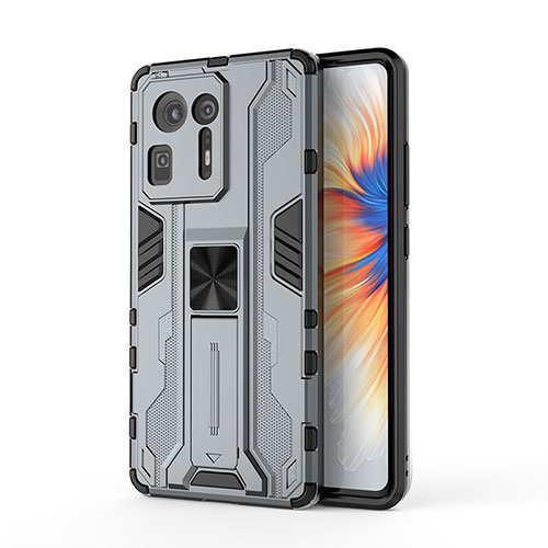 Silicone Matte Finish and Plastic Back Cover Case with Magnetic Stand KC2 for Xiaomi Mi Mix 4 5G Gray