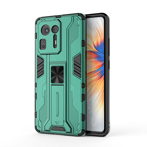 Silicone Matte Finish and Plastic Back Cover Case with Magnetic Stand KC2 for Xiaomi Mi Mix 4 5G Green