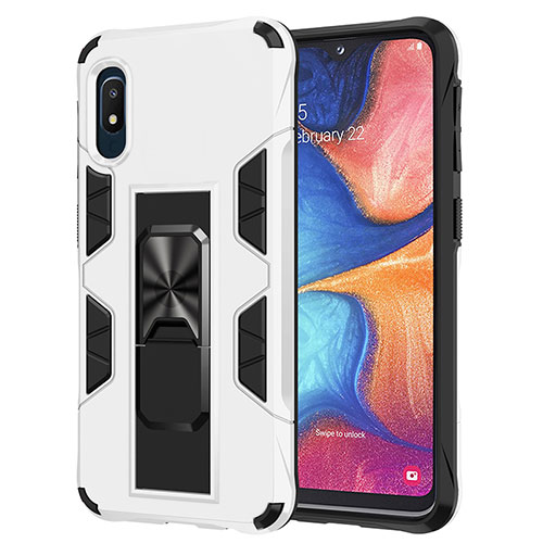 Silicone Matte Finish and Plastic Back Cover Case with Magnetic Stand MQ1 for Samsung Galaxy A10e White