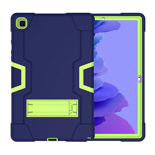 Silicone Matte Finish and Plastic Back Cover Case with Stand A02 for Samsung Galaxy Tab A7 4G 10.4 SM-T505 Navy Blue