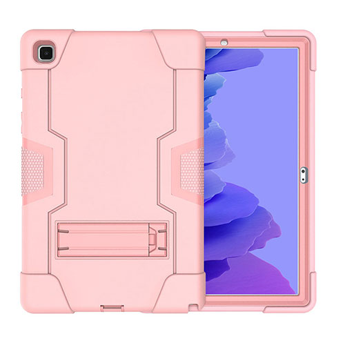 Silicone Matte Finish and Plastic Back Cover Case with Stand A02 for Samsung Galaxy Tab A7 4G 10.4 SM-T505 Pink