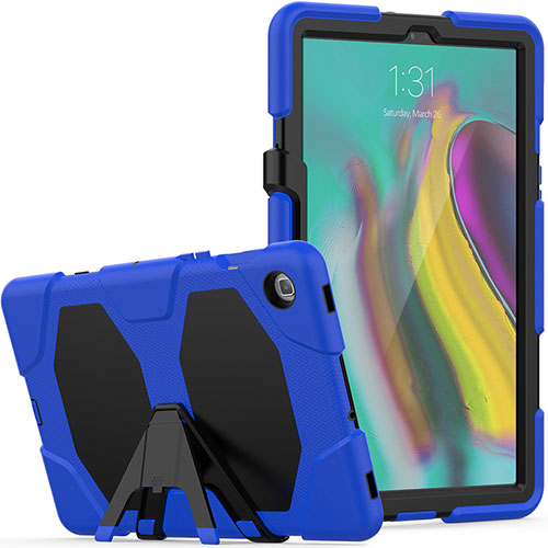 Silicone Matte Finish and Plastic Back Cover Case with Stand A02 for Samsung Galaxy Tab S5e Wi-Fi 10.5 SM-T720 Blue