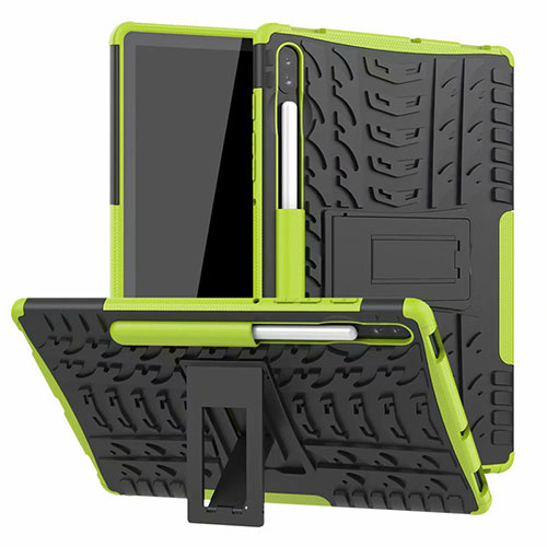 Silicone Matte Finish and Plastic Back Cover Case with Stand A02 for Samsung Galaxy Tab S6 10.5 SM-T860 Green