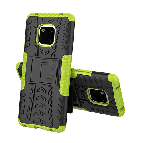 Silicone Matte Finish and Plastic Back Cover Case with Stand A03 for Huawei Mate 20 Pro Green