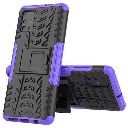 Silicone Matte Finish and Plastic Back Cover Case with Stand for Samsung Galaxy M40S Purple