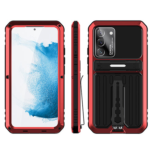 Silicone Matte Finish and Plastic Back Cover Case with Stand for Samsung Galaxy S23 Plus 5G Red