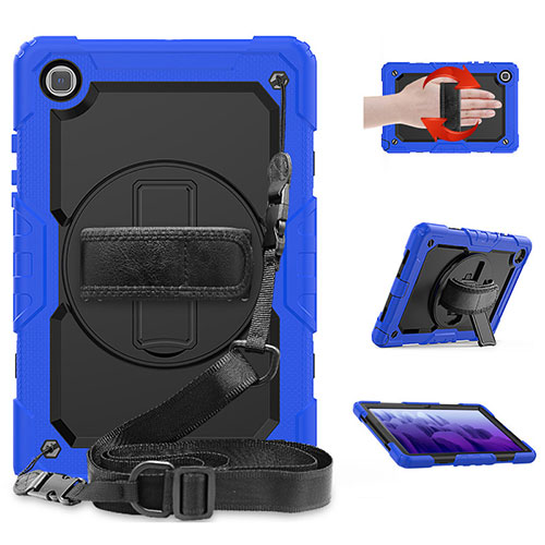 Silicone Matte Finish and Plastic Back Cover Case with Stand for Samsung Galaxy Tab A7 4G 10.4 SM-T505 Blue