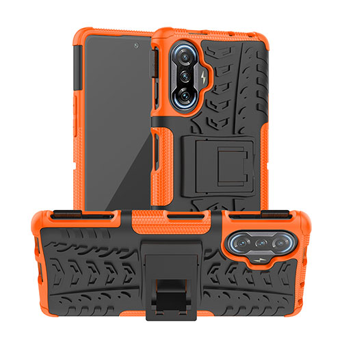 Silicone Matte Finish and Plastic Back Cover Case with Stand JX1 for Xiaomi Poco F3 GT 5G Orange