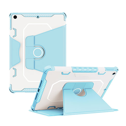 Silicone Matte Finish and Plastic Back Cover Case with Stand L04 for Apple iPad 10.2 (2019) Blue