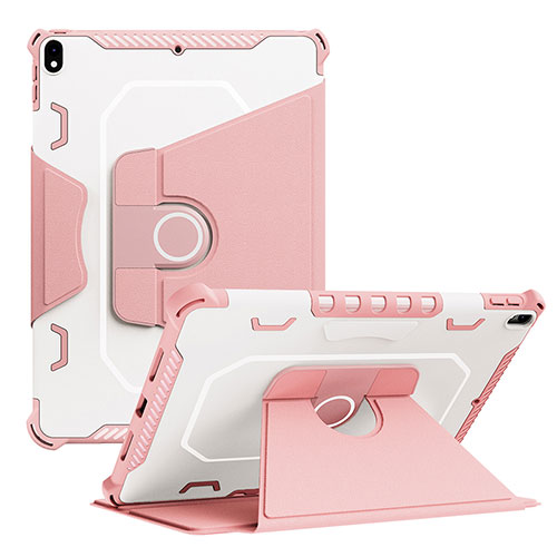 Silicone Matte Finish and Plastic Back Cover Case with Stand L04 for Apple iPad Pro 10.5 Pink