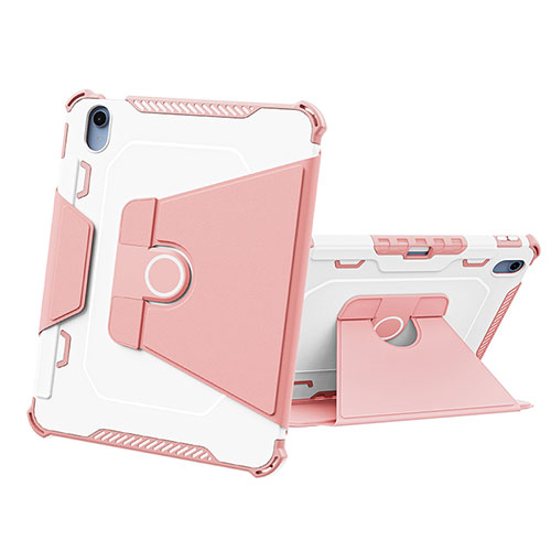 Silicone Matte Finish and Plastic Back Cover Case with Stand L05 for Apple iPad 10.9 (2022) Pink