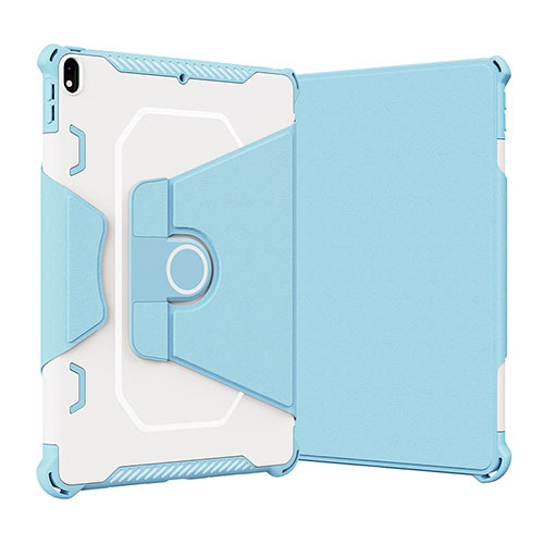 Silicone Matte Finish and Plastic Back Cover Case with Stand L05 for Apple iPad Pro 10.5 Blue