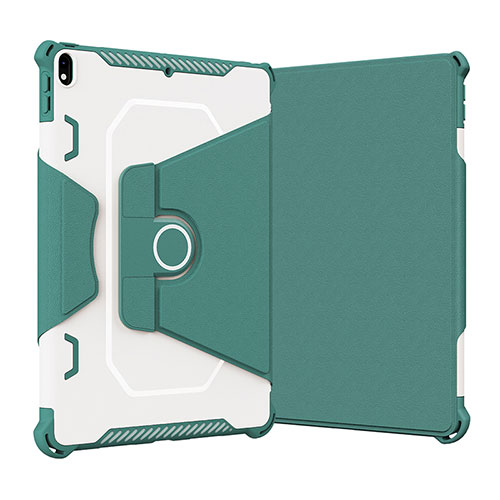 Silicone Matte Finish and Plastic Back Cover Case with Stand L05 for Apple iPad Pro 10.5 Green