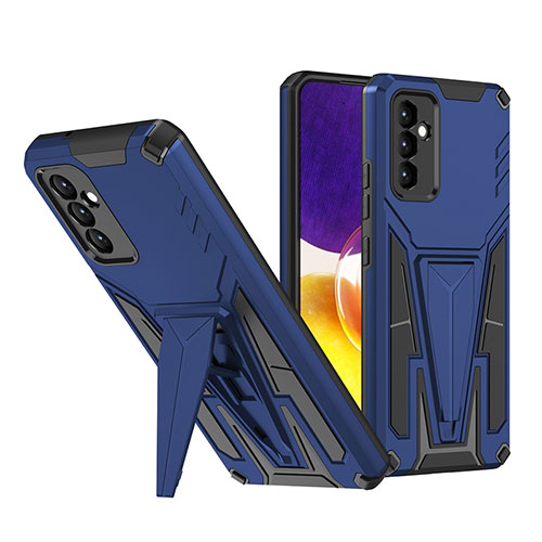 Silicone Matte Finish and Plastic Back Cover Case with Stand MQ1 for Samsung Galaxy A54 5G Blue