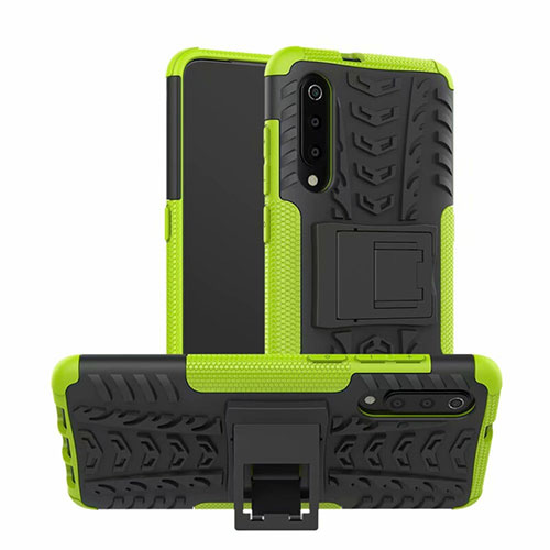 Silicone Matte Finish and Plastic Back Cover Case with Stand R01 for Samsung Galaxy A70S Green