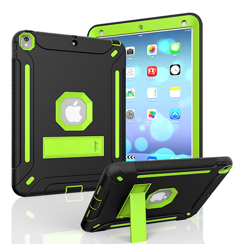 Silicone Matte Finish and Plastic Back Cover Case with Stand YJ1 for Apple iPad Pro 10.5 Green