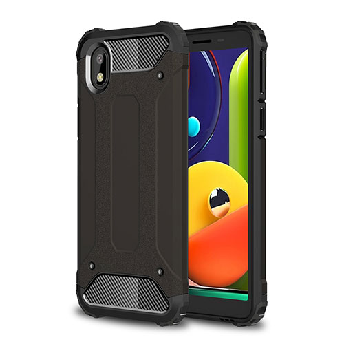 Silicone Matte Finish and Plastic Back Cover Case WL1 for Samsung Galaxy A01 Core Black